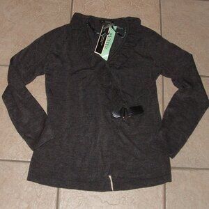 NEW Dark Gray Sz Medium Petite Soft Stretchy Ruffled Sweater SUSAN LAWRENCE